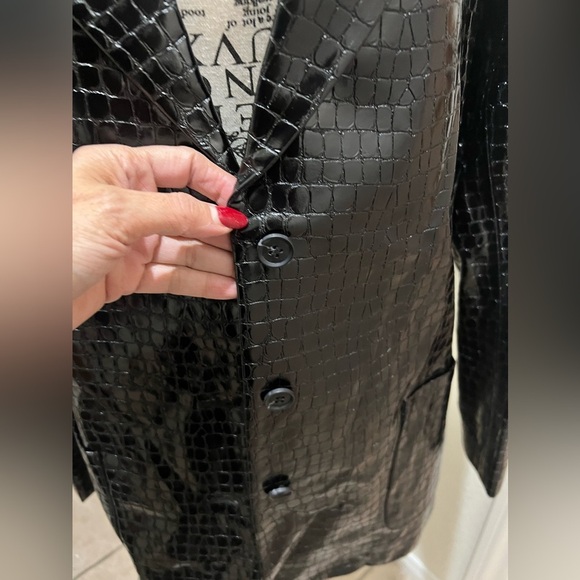 Susana Monaco Black Crocodile embossed single breasted blazer size Small, NWT - Picture 12 of 13